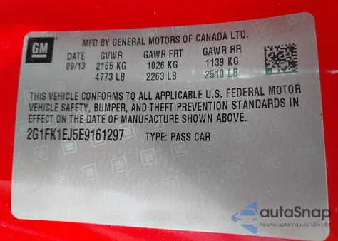 2014 Chevrolet Camaro 2Ss из США, поврежденный, VIN 2G1FK1EJ5E9161297